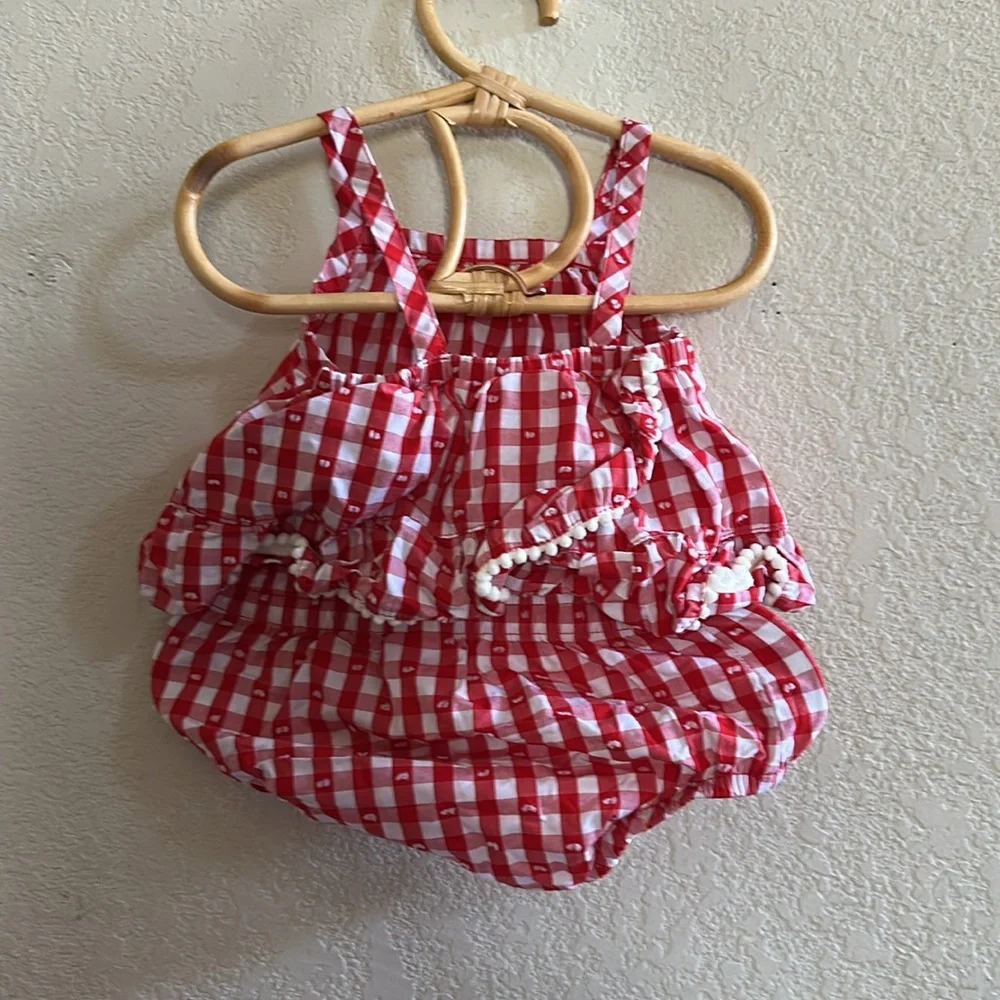 Cat & Jack | Gingnam Plaid Top With Bloomers | 3-6months